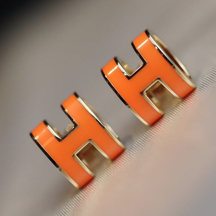 [Noble Aura jewelry]MINI POP H EARRINGS ORANGE