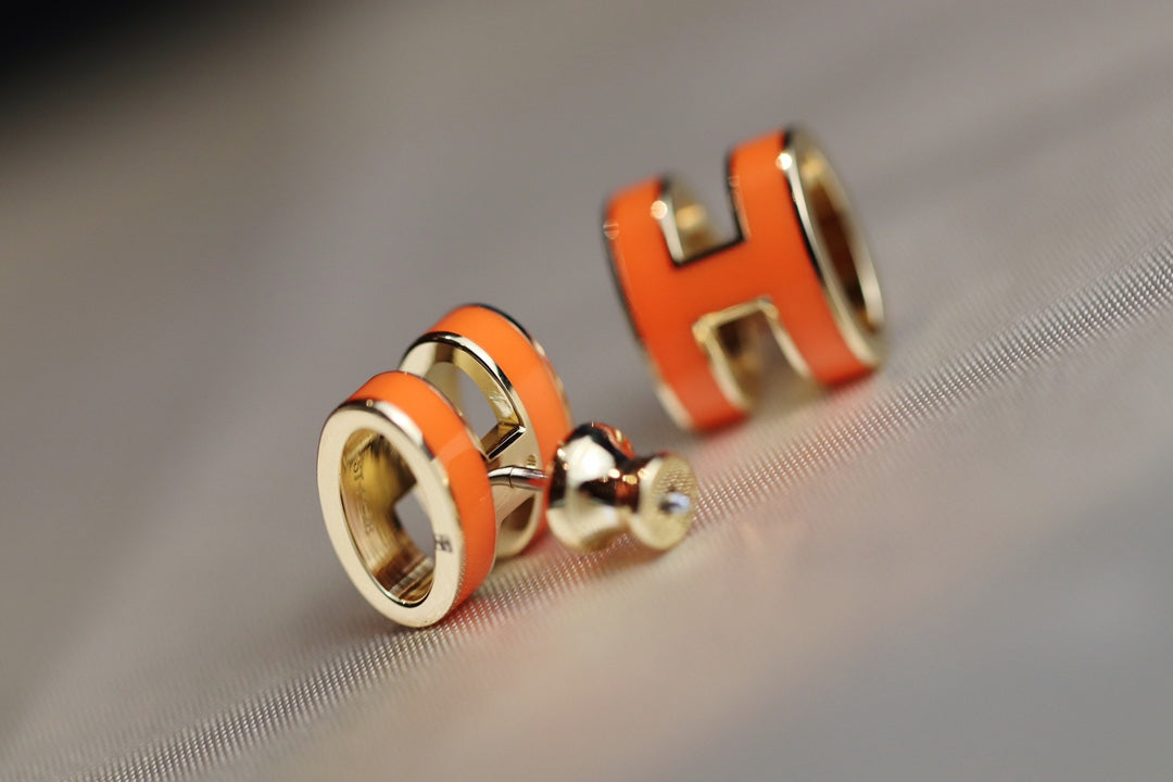 [Noble Aura jewelry]MINI POP H EARRINGS ORANGE