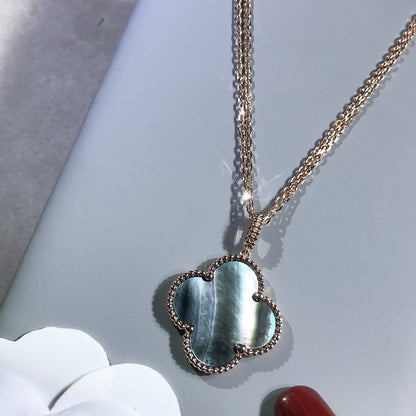 [Noble Aura jewelry]CLOVER 25MM GOLD DARK MOP BIG CLOVER NECKLACE