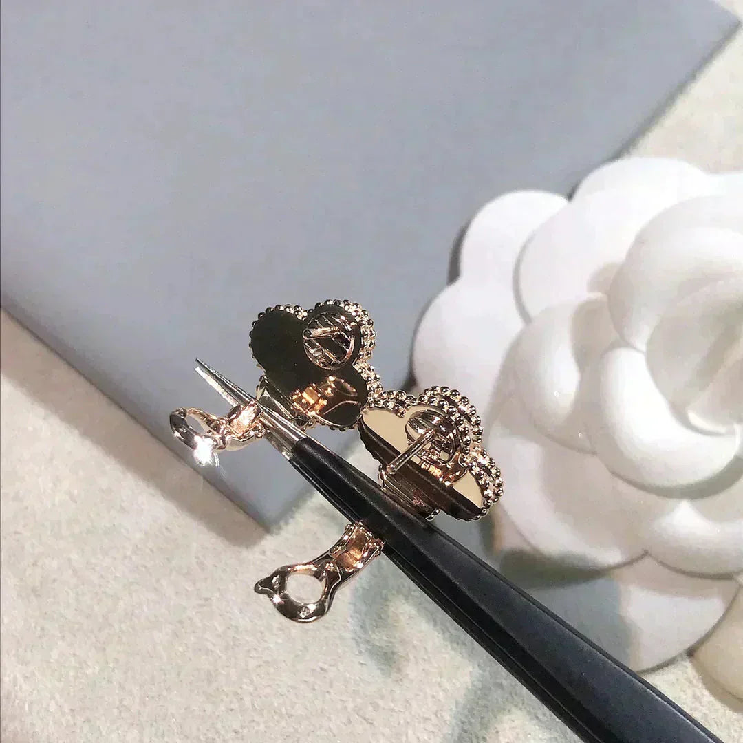 [Noble Aura jewelry]CLOVER MEDIUM 1 MOTIFS  PINK MOP DIAMOND EARRINGS