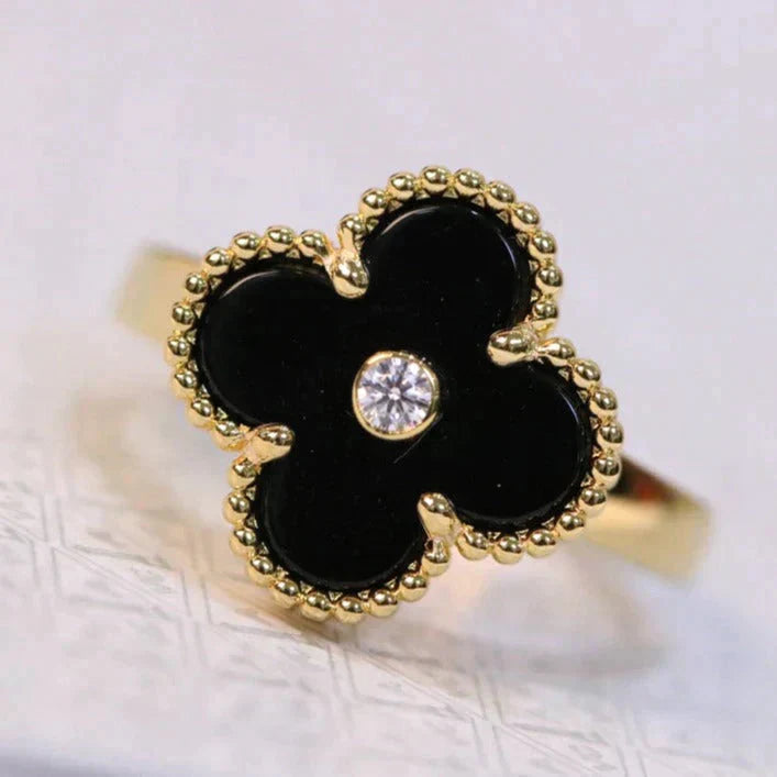 [Noble Aura jewelry]CLOVER ONYX RING GOLD DIAMOND