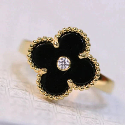 [Noble Aura jewelry]CLOVER ONYX RING GOLD DIAMOND