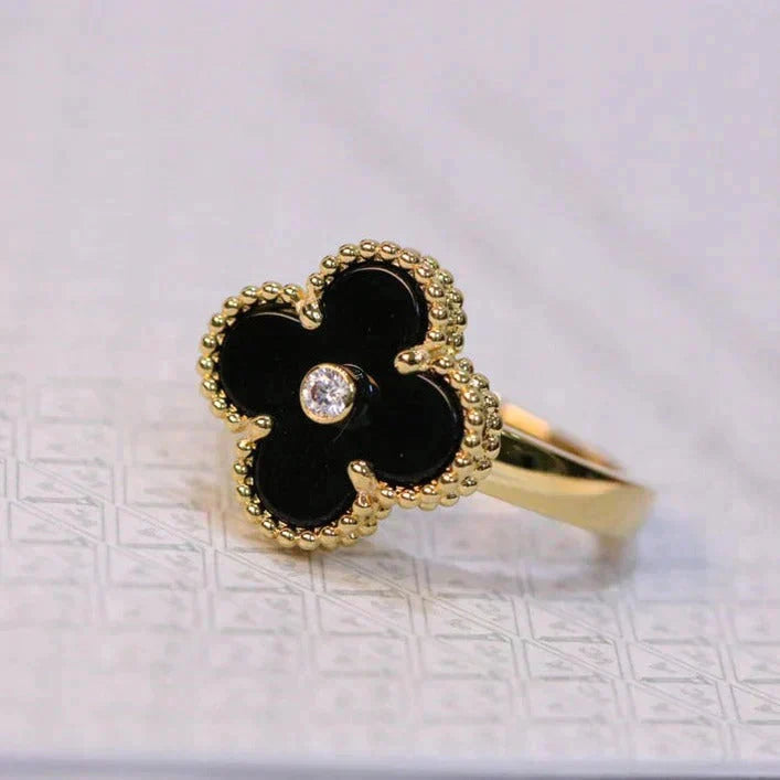 [Noble Aura jewelry]CLOVER ONYX RING GOLD DIAMOND