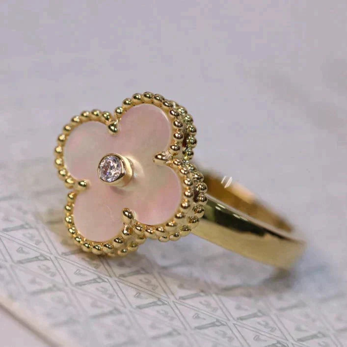 [Noble Aura jewelry]CLOVER PINK MOP RING GOLD DIAMOND