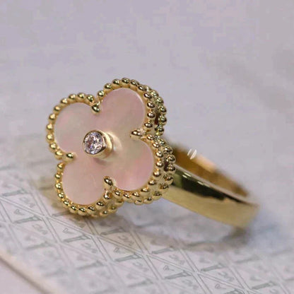 [Noble Aura jewelry]CLOVER PINK MOP RING GOLD DIAMOND