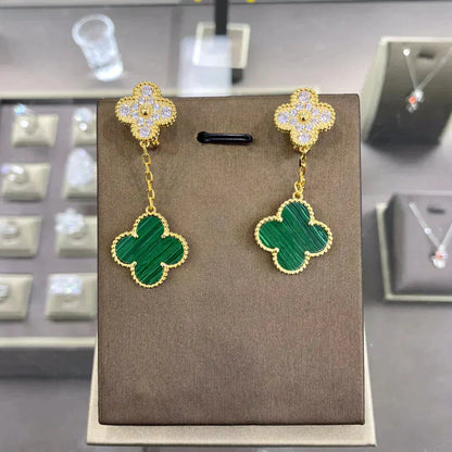 [Noble Aura jewelry]CLOVER  2 MOTIFS  DIAMOND  EARRINGS (MULTIPLE CHOICESç´
