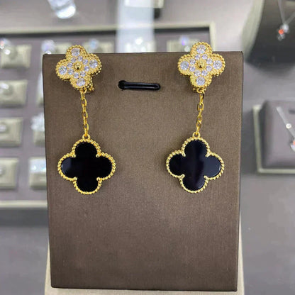 [Noble Aura jewelry]CLOVER  2 MOTIFS  DIAMOND  EARRINGS (MULTIPLE CHOICESç´