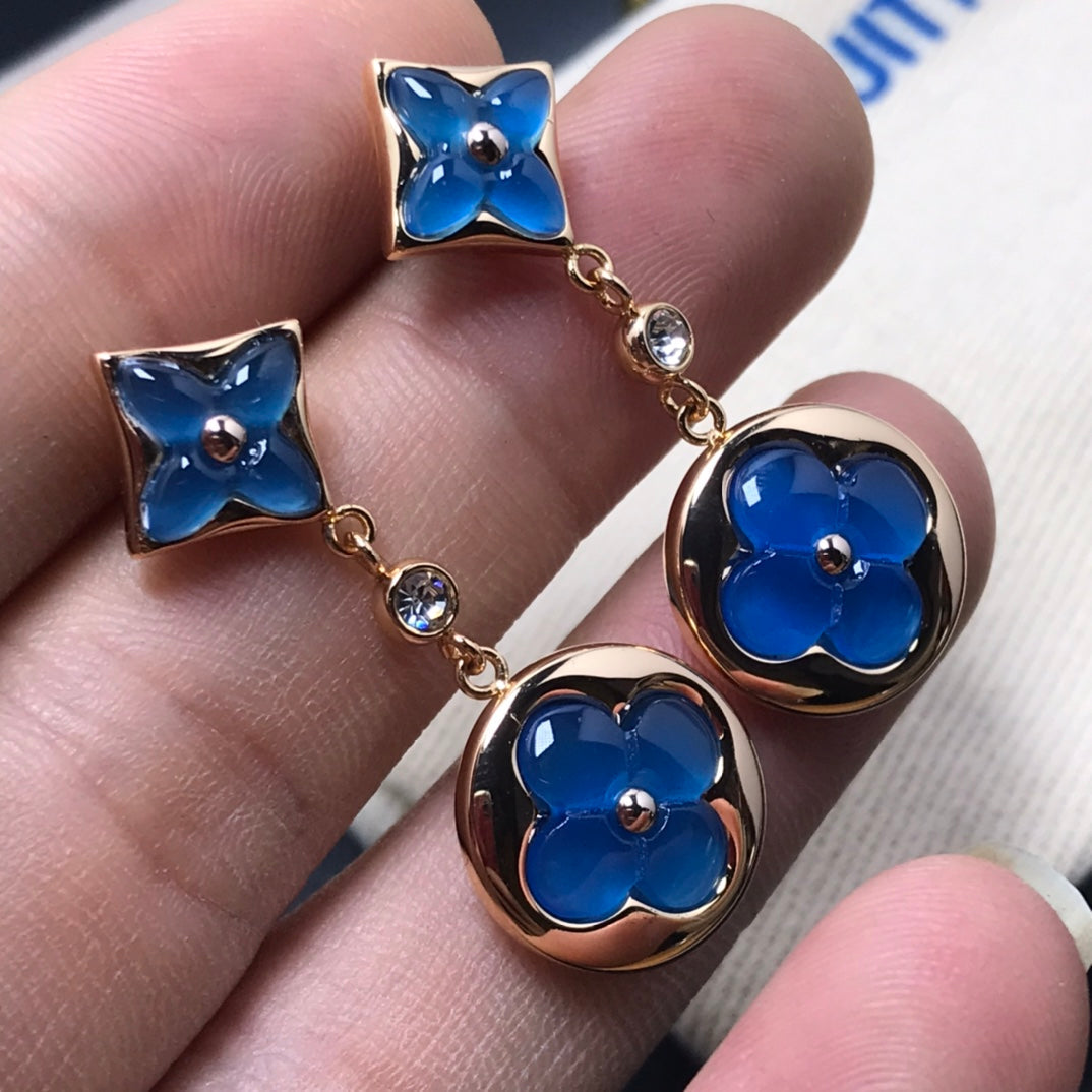 [Noble Aura jewelry]STAR AND SUN AGATE DIAMOND EARRINGS