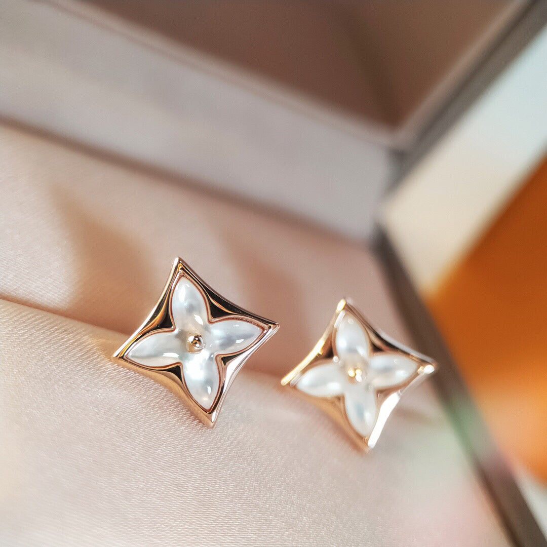 [Noble Aura jewelry]STAR MOP PINK GOLD EARRINGS