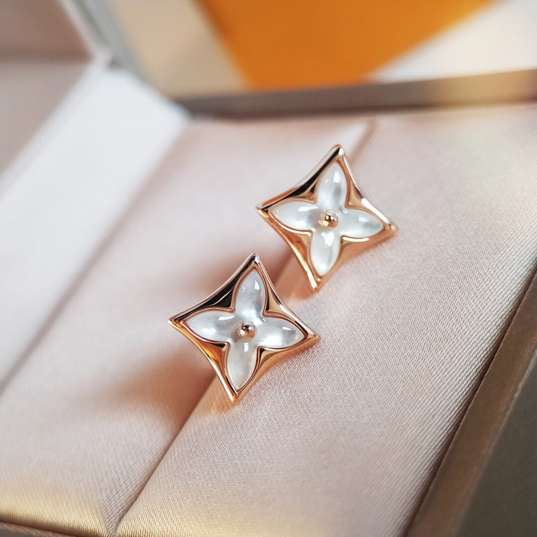[Noble Aura jewelry]STAR MOP PINK GOLD EARRINGS