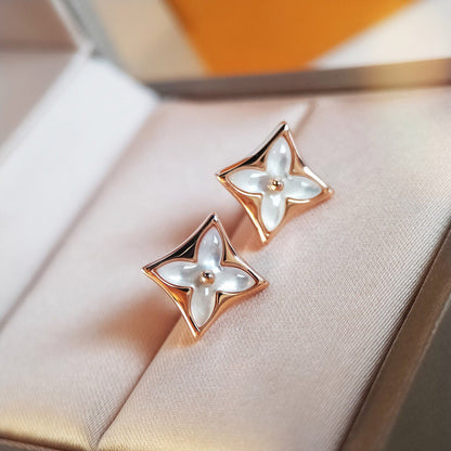 [Noble Aura jewelry]STAR MOP PINK GOLD EARRINGS