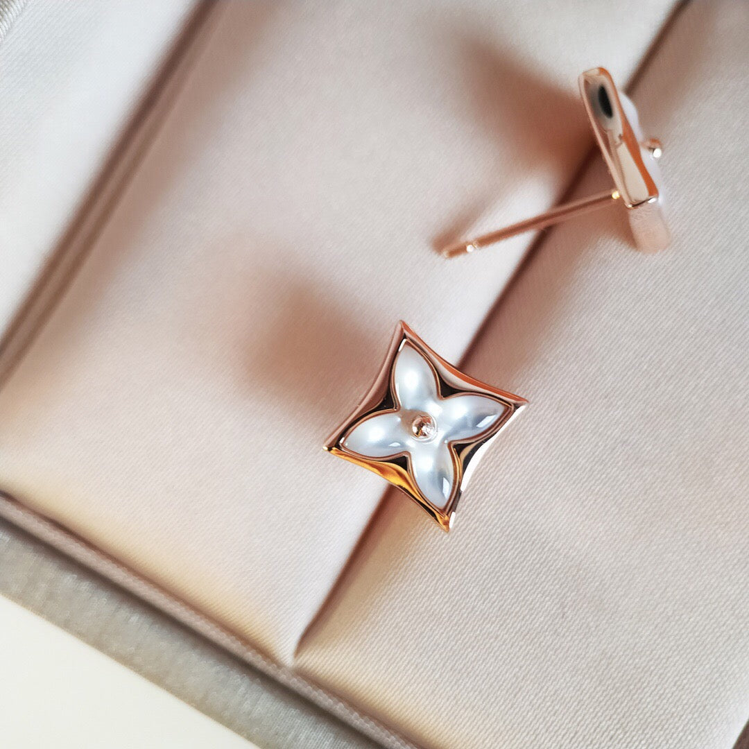 [Noble Aura jewelry]STAR MOP PINK GOLD EARRINGS