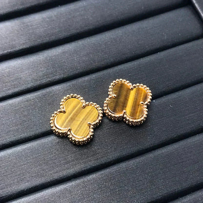 [Noble Aura jewelry]CLOVER MEDIUM 1 MOTIFS TIGER EYE EARRINGS