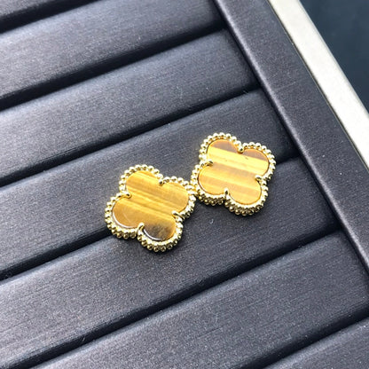 [Noble Aura jewelry]CLOVER MEDIUM 1 MOTIFS TIGER EYE EARRINGS