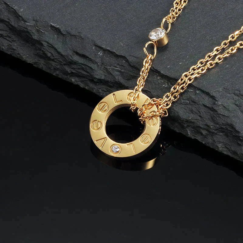 [Noble Aura jewelry]LOVE NECKLACE 16MM 2 DIAMONDS