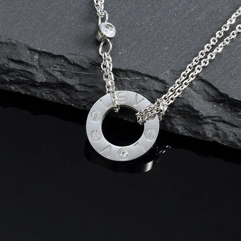 [Noble Aura jewelry]LOVE NECKLACE 16MM 2 DIAMONDS
