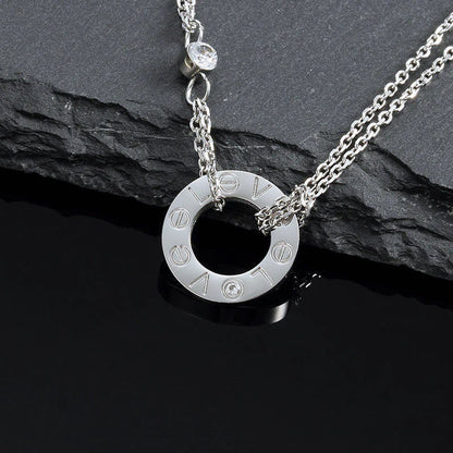 [Noble Aura jewelry]LOVE NECKLACE 16MM 2 DIAMONDS