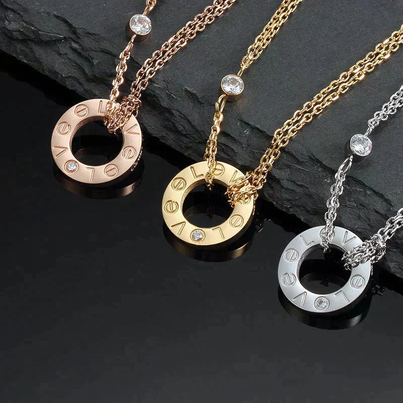 [Noble Aura jewelry]LOVE NECKLACE 16MM 2 DIAMONDS