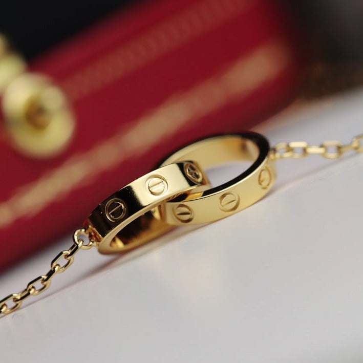 [Noble Aura jewelry]LOVE NECKLACE DOUBLE RING GOLD