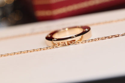 [Noble Aura jewelry]LOVE NECKLACE 16MM 6 DIAMONDS PINK GOLD