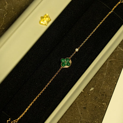[Noble Aura jewelry]SUN MALACHITE 1 DIAMOND PINK GOLD BRACELET