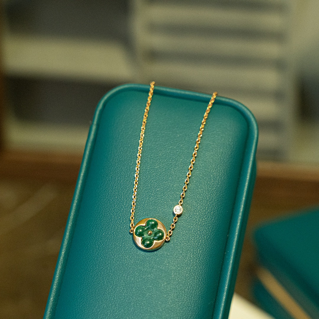 [Noble Aura jewelry]SUN MALACHITE 1 DIAMOND PINK GOLD BRACELET