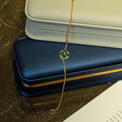 [Noble Aura jewelry]SUN MALACHITE 1 DIAMOND PINK GOLD BRACELET