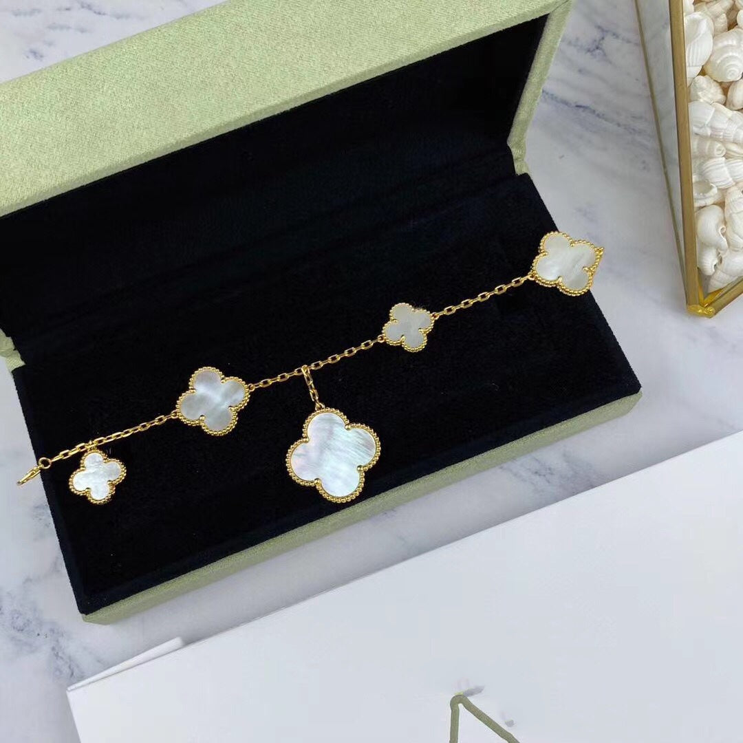 [Noble Aura jewelry]MAGIC CLOVER MOP GOLD BRACELET 5 MOTIFS