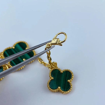 [Noble Aura jewelry]MAGIC CLOVER MALACHITE GOLD BRACELET 5 MOTIFS