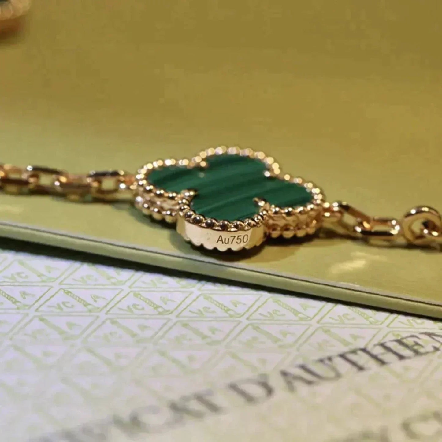 [Noble Aura jewelry]CLOVER 5 MOTIFS MALACHITE BRACELET