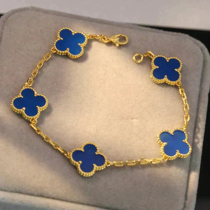 [Noble Aura jewelry] CLOVER 5 MOTIF BLUE AGATE BRACELET COLLECTION