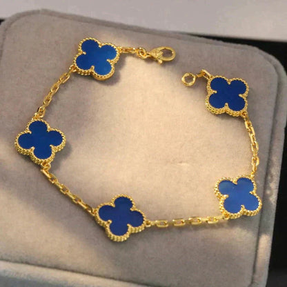 [Noble Aura jewelry]CLOVER 5 MOTIFS BLUE AGATE BRACELET
