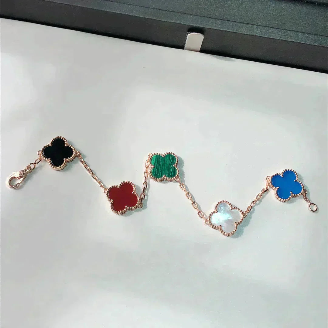 [Noble Aura jewelry]CLOVER 5 MOTIFS MULTICOLOR BRACELET