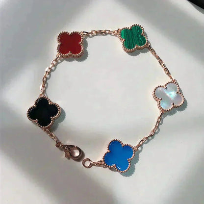 [Noble Aura jewelry]CLOVER 5 MOTIFS MULTICOLOR BRACELET