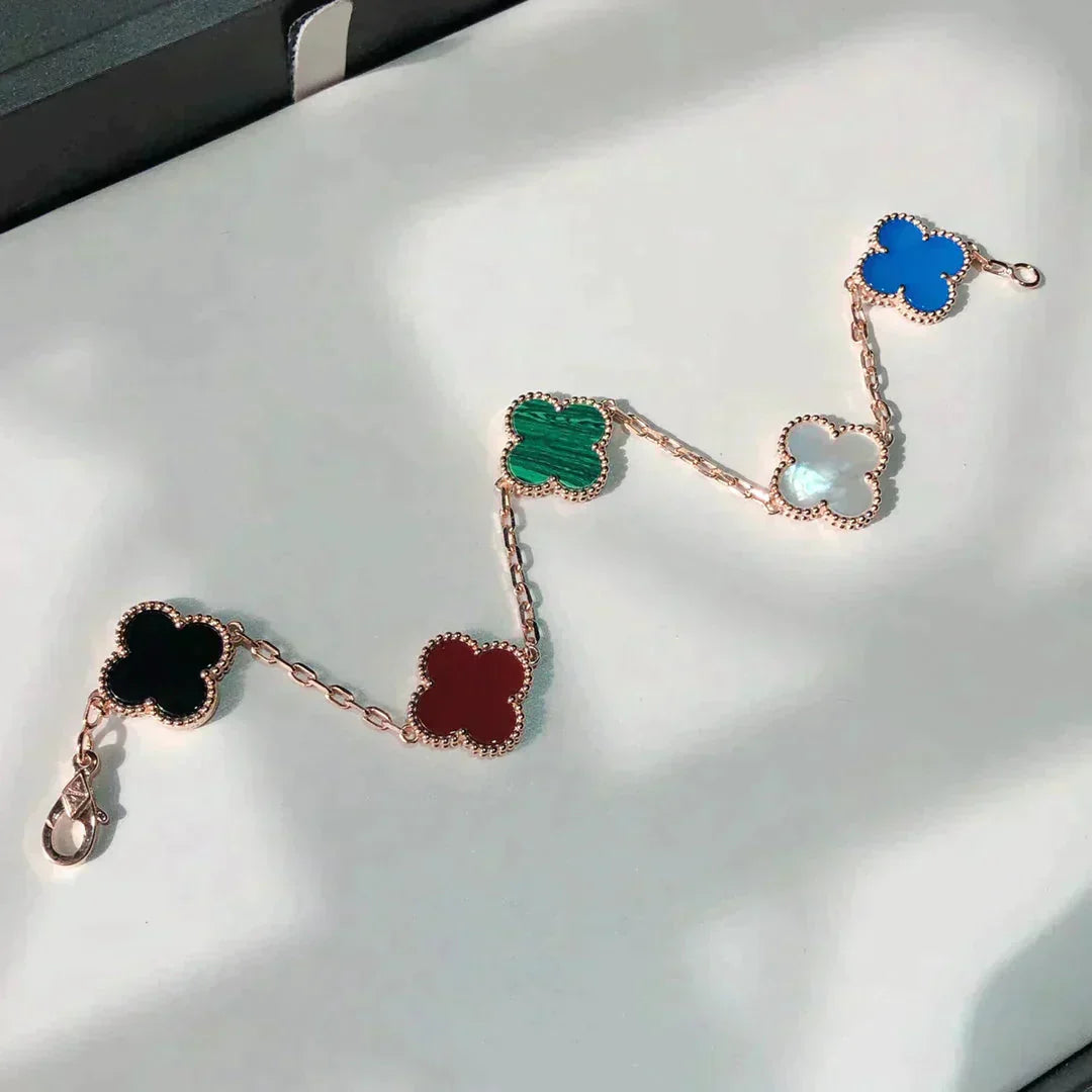 [Noble Aura jewelry]CLOVER 5 MOTIFS MULTICOLOR BRACELET