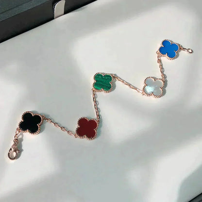 [Noble Aura jewelry]CLOVER 5 MOTIFS MULTICOLOR BRACELET
