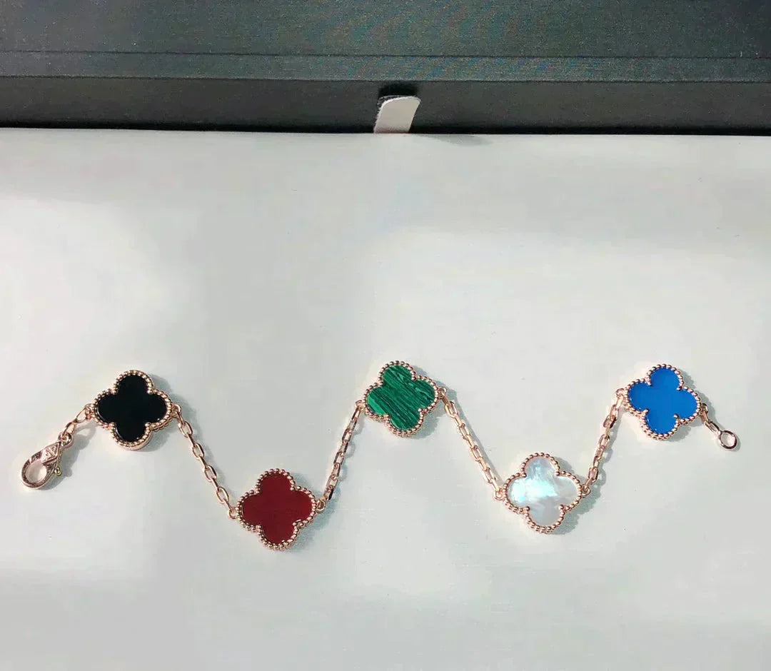 [Noble Aura jewelry]CLOVER 5 MOTIFS MULTICOLOR BRACELET