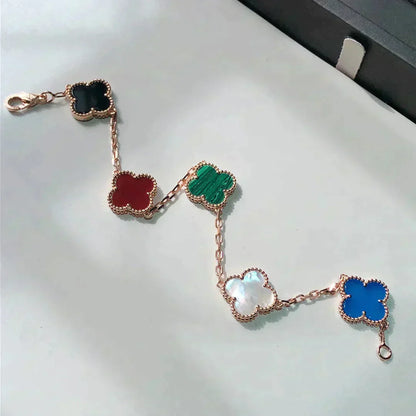 [Noble Aura jewelry]CLOVER 5 MOTIFS MULTICOLOR BRACELET