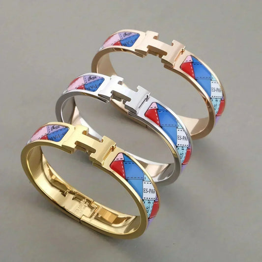 [Noble Aura jewelry]H BRACELET DOTTED BORDER 12MM