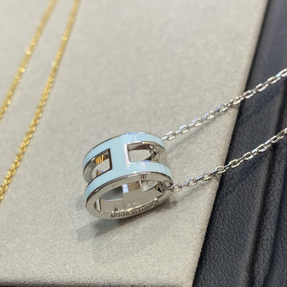 [Noble Aura jewelry]POP H LIGHT BLUE NECKLACE