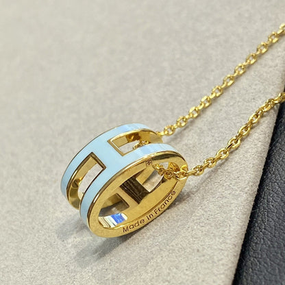 [Noble Aura jewelry]POP H LIGHT BLUE NECKLACE