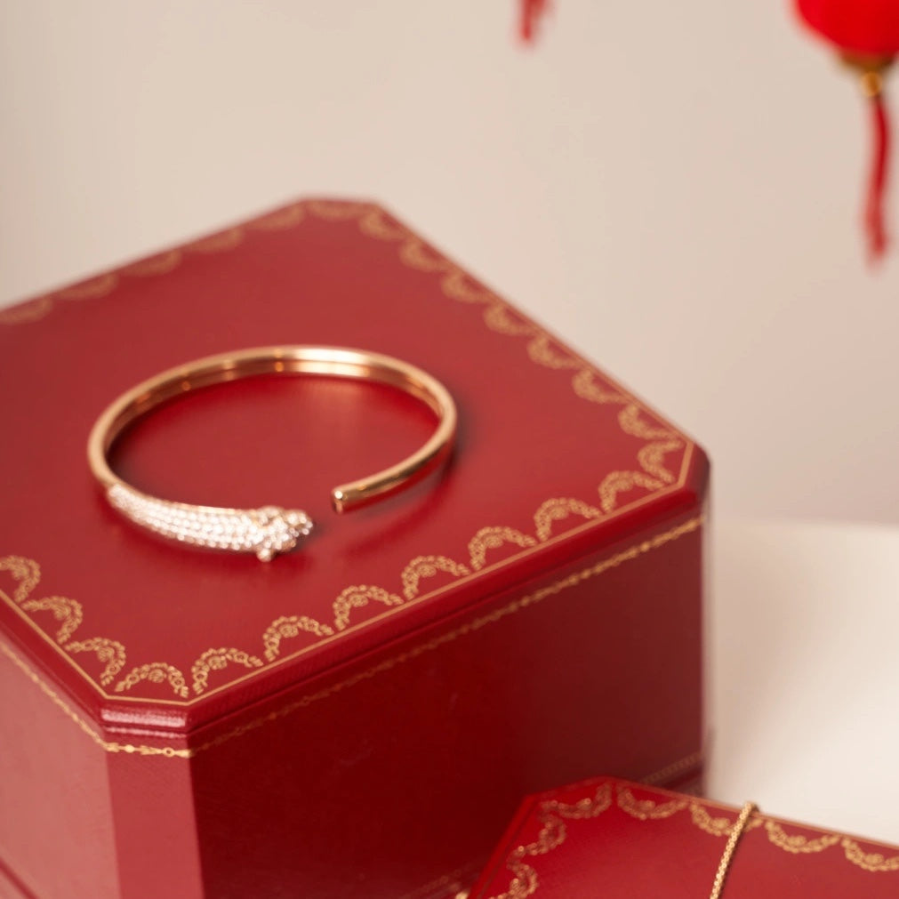 [Noble Aura jewelry]PANTHERE ROSE GOLD DIAMOND OPEN BRACELET