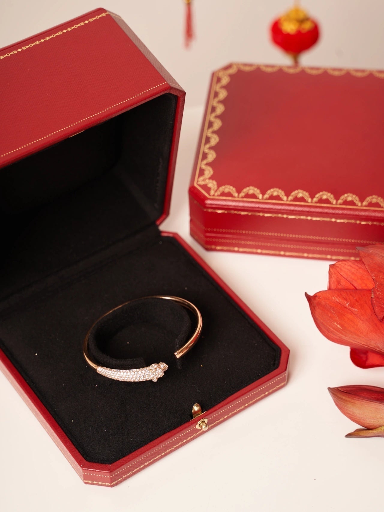 [Noble Aura jewelry]PANTHERE ROSE GOLD DIAMOND OPEN BRACELET