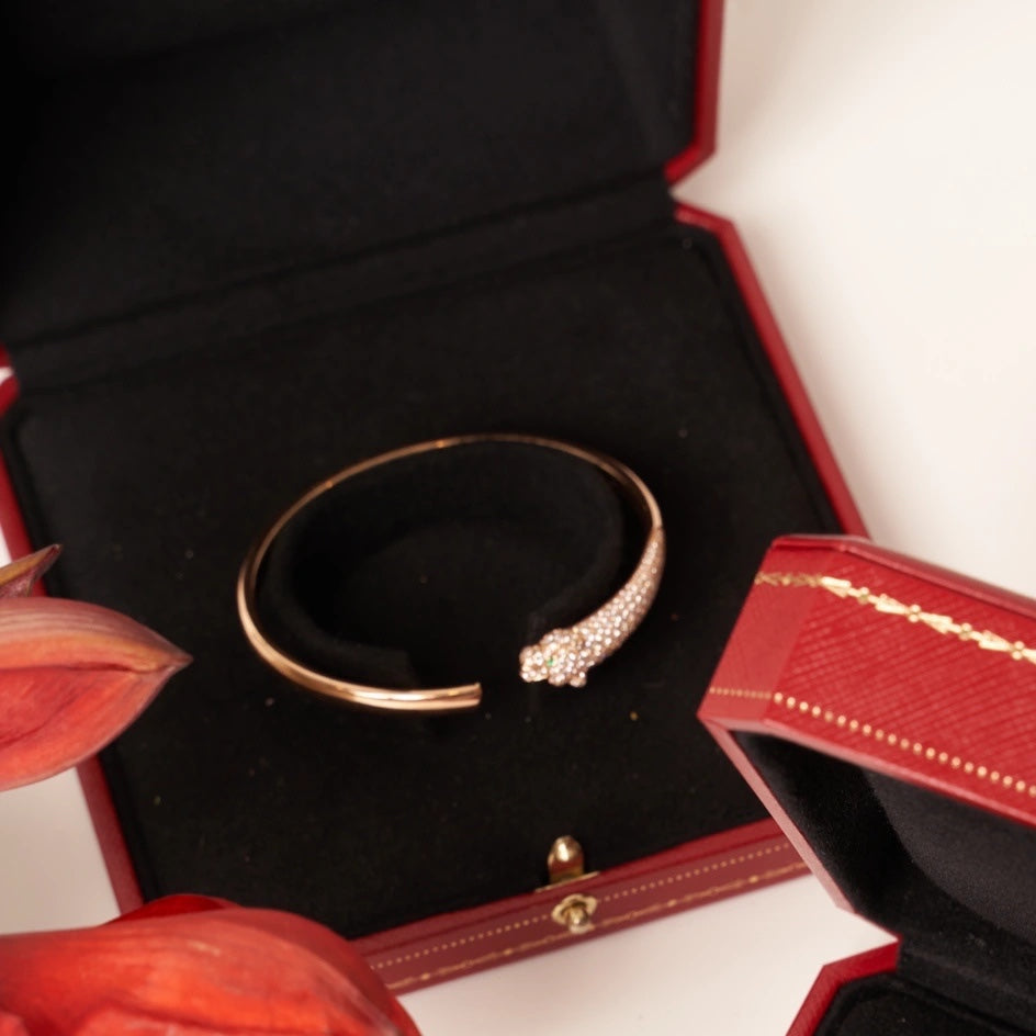[Noble Aura jewelry]PANTHERE ROSE GOLD DIAMOND OPEN BRACELET