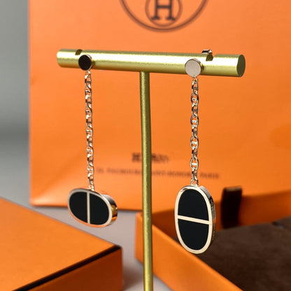 [Noble Aura jewelry]CHAINE VERSO BLACK CERAMIC EARRINGS