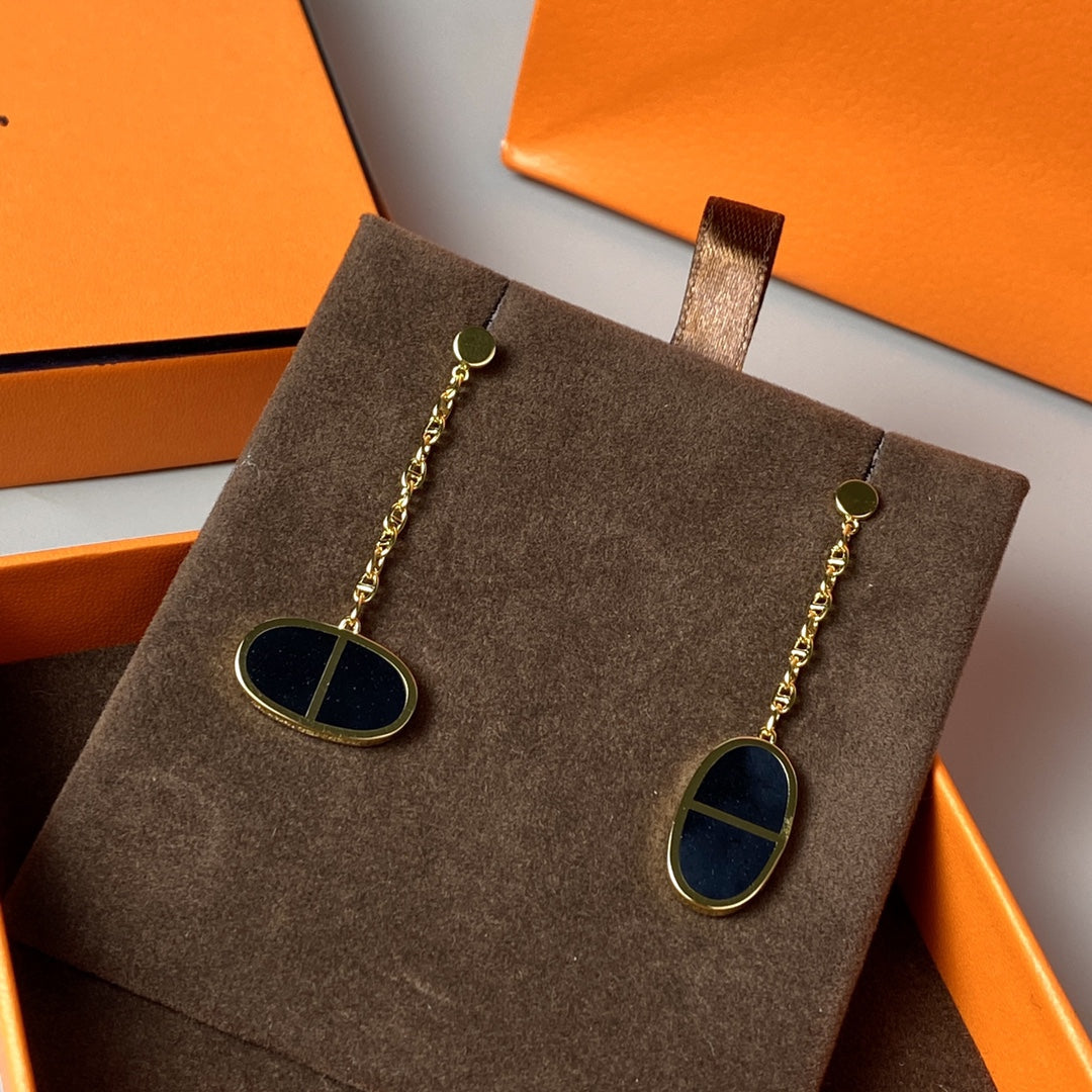 [Noble Aura jewelry]CHAINE VERSO BLACK CERAMIC EARRINGS
