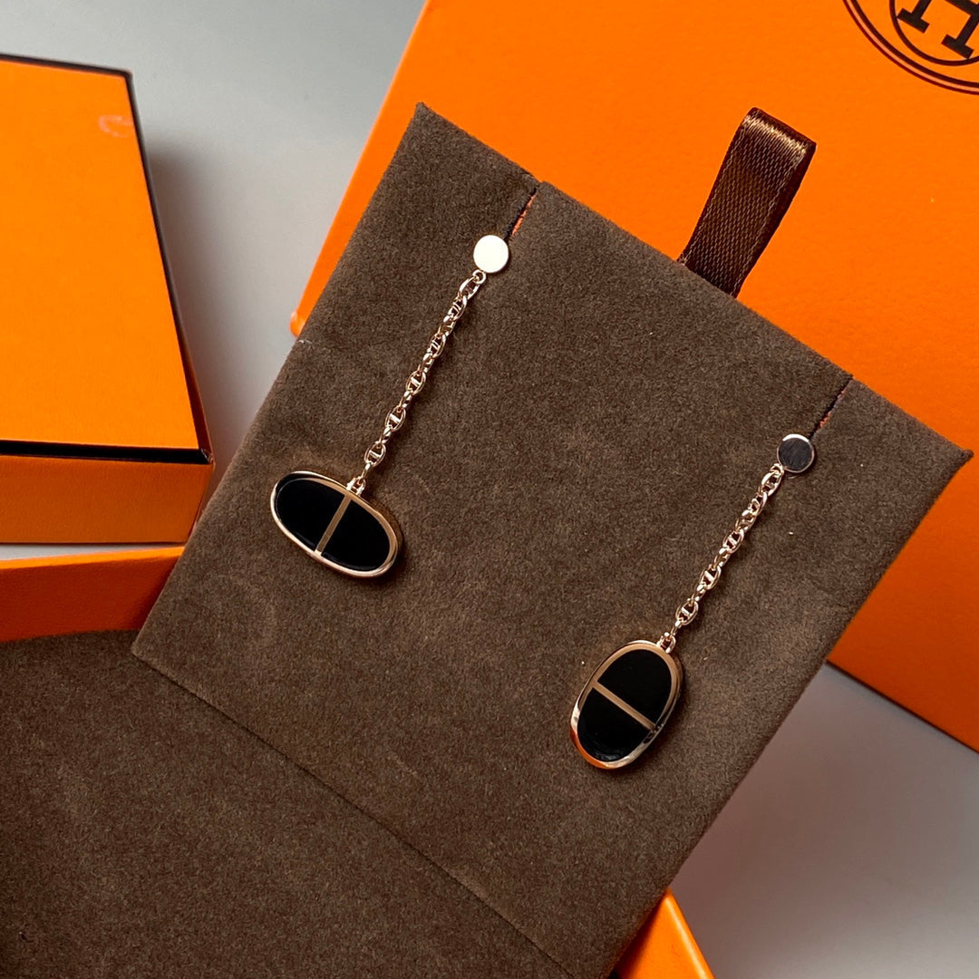 [Noble Aura jewelry]CHAINE VERSO BLACK CERAMIC EARRINGS