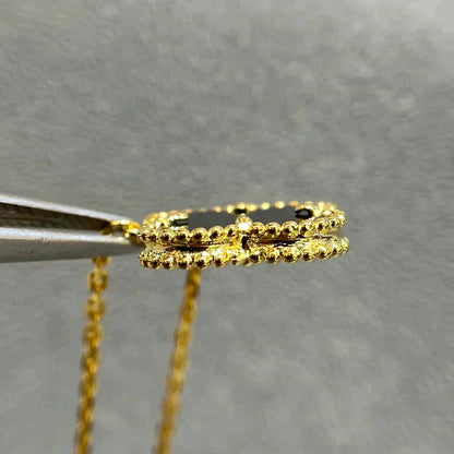 [Noble Aura jewelry]CLOVER 15MM BLACK ONYX SINGLE FLOWER NECKLACE