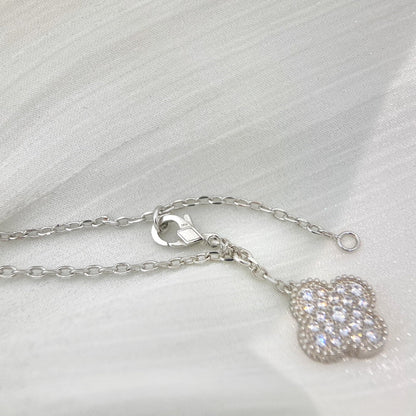 [Noble Aura jewelry]CLOVER 5 MOTIFS SILVER DIAMONDS NECKLACE