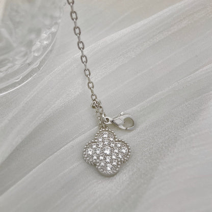 [Noble Aura jewelry]CLOVER 5 MOTIFS SILVER DIAMONDS NECKLACE